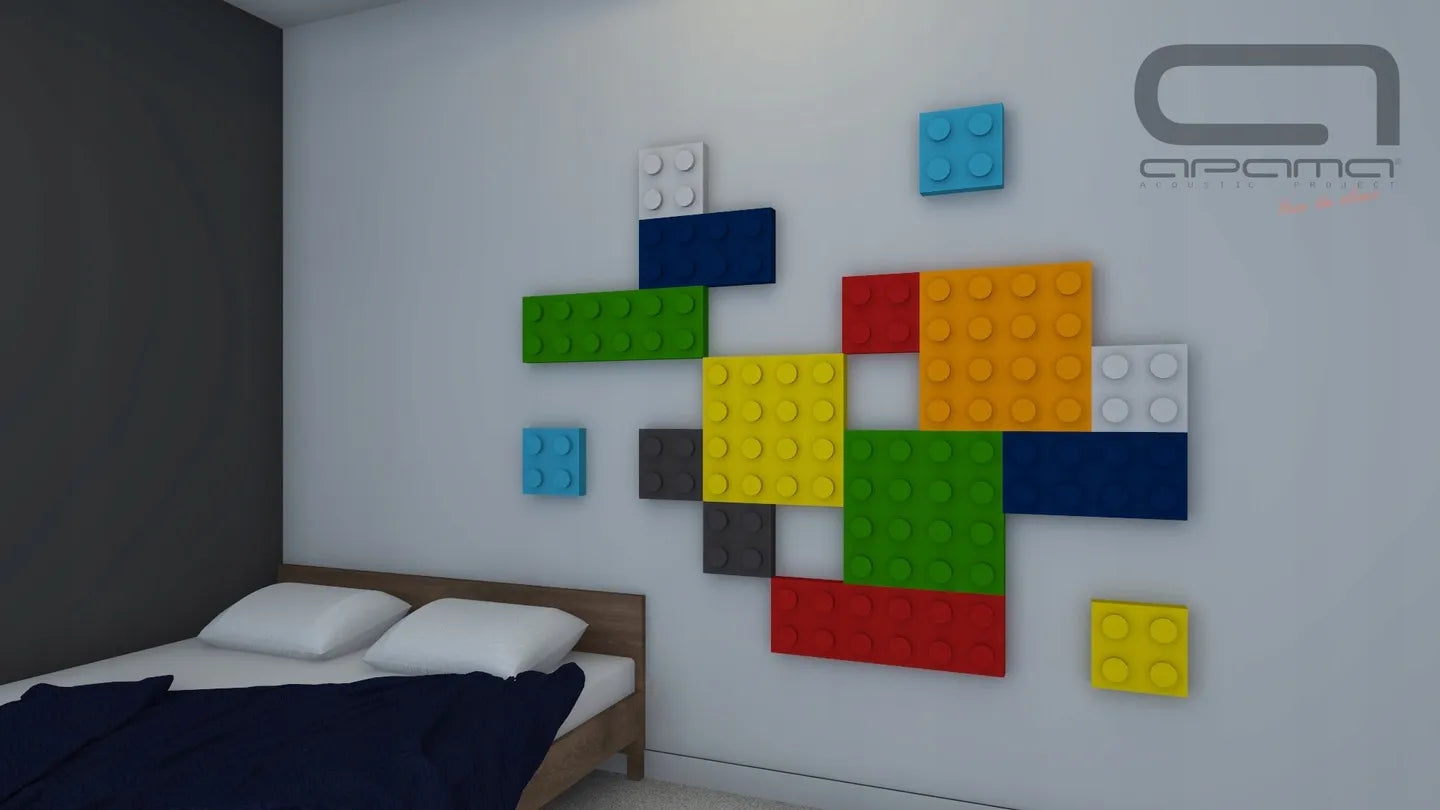 Soft Foam Wall Panels - BUILDING BLOCKS For Kids 25x75 in bedroom interior on white background DecorMania UK