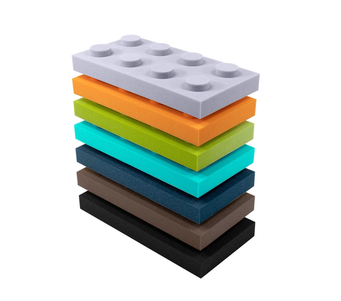 Soft Foam Wall Panels - BUILDING BLOCKS For Kids 25x75 stack on white background DecorMania UK