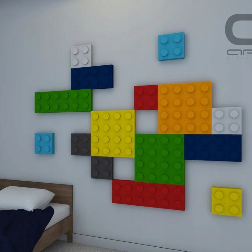 Soft Foam Wall Panels - BUILDING BLOCKS For Kids 25x75 on white wall DecorMania UK