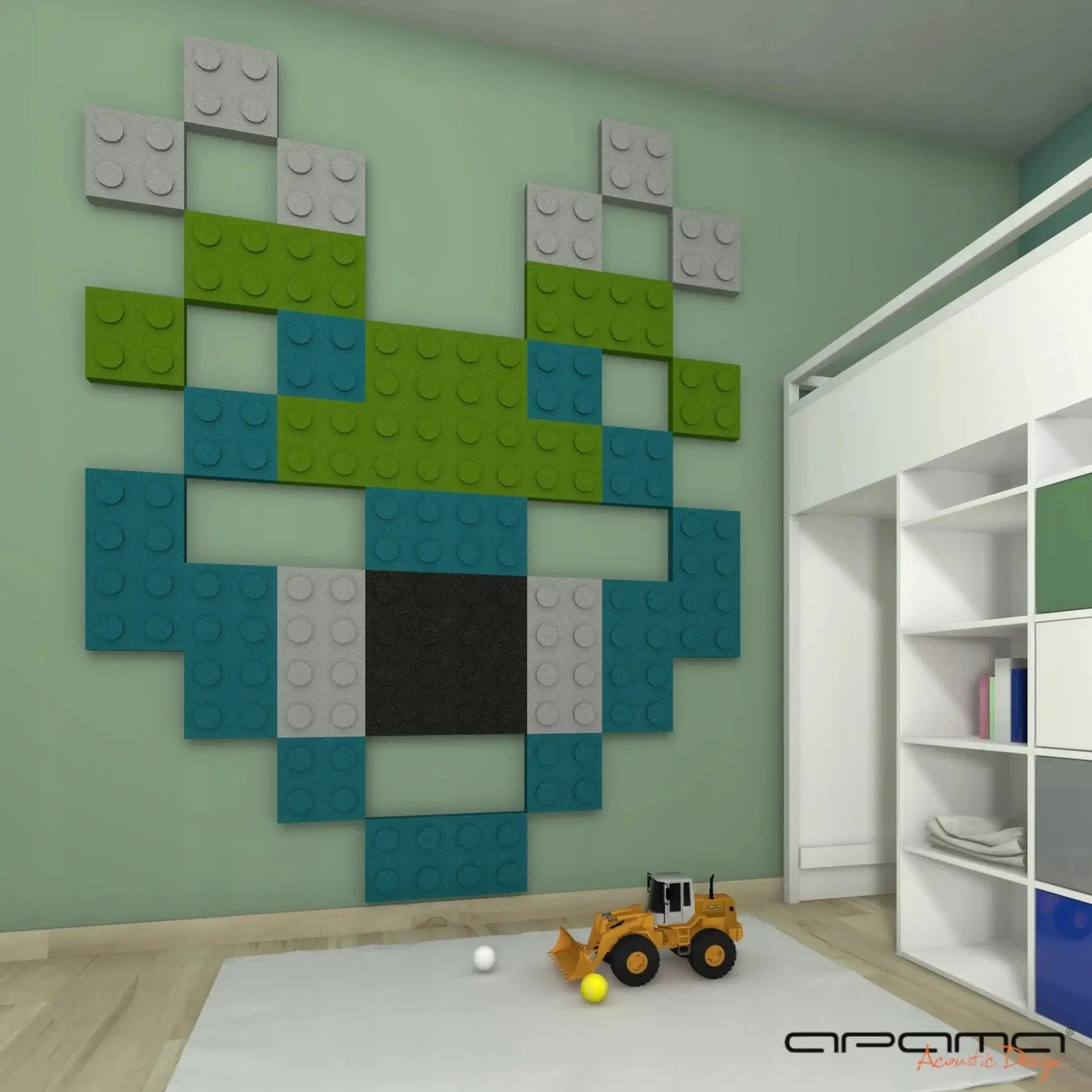 Soft Foam Wall Panels - BUILDING BLOCKS For Kids 50x50 in bedroom interior DecorMania UK