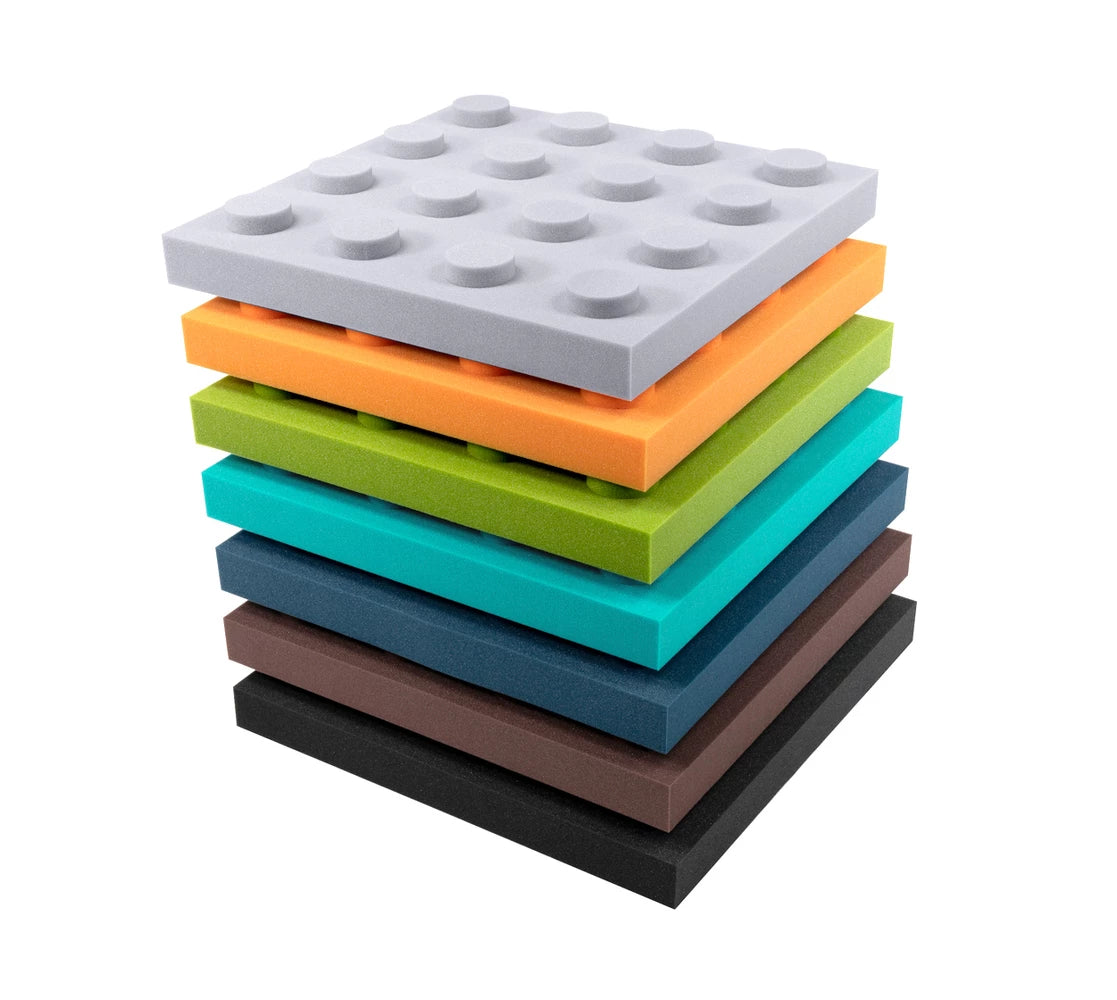 Soft Foam Wall Panels - BUILDING BLOCKS For Kids 50x50 stack on white background DecorMania UK