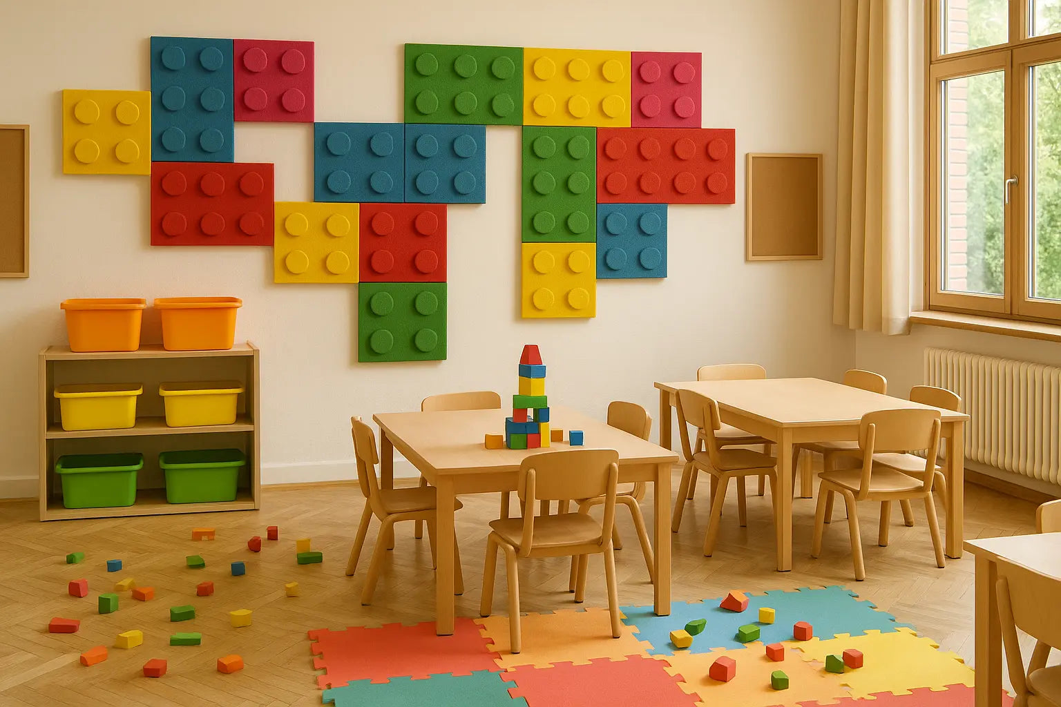 Soft Foam Wall Panels - BUILDING BLOCKS For Kids in preschool interior DecorMania UK