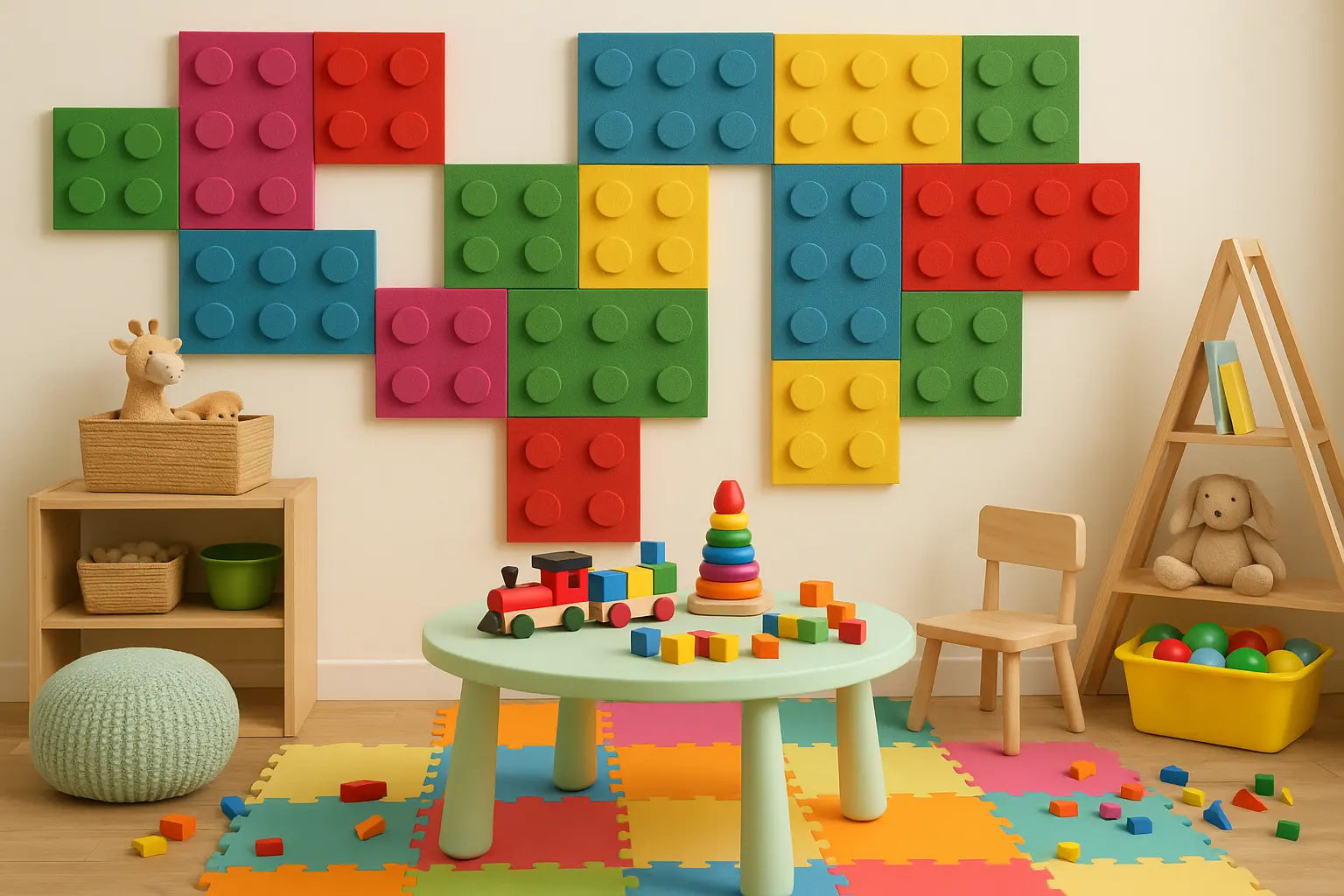 Soft Foam Wall Panels - BUILDING BLOCKS For Kids IN PLAYROOM INTERIOR DecorMania UK
