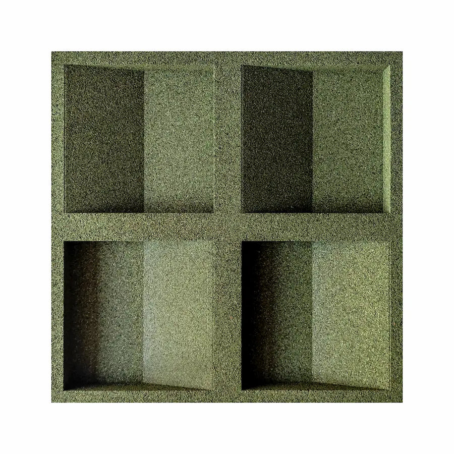 SQUARE 3D Acoustic Cork Wall Panels sample in a green color | DecorMania UK