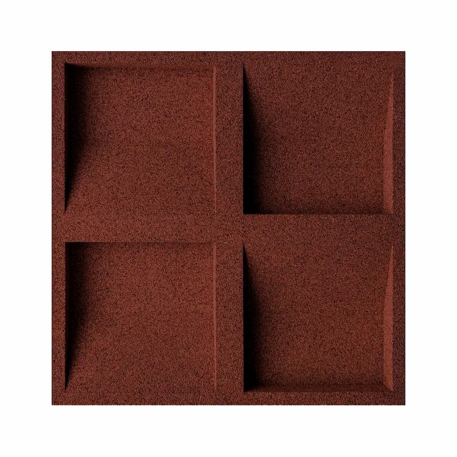 SQUARE 3D Acoustic Cork Wall Panels sample in a maroon color | DecorMania UK
