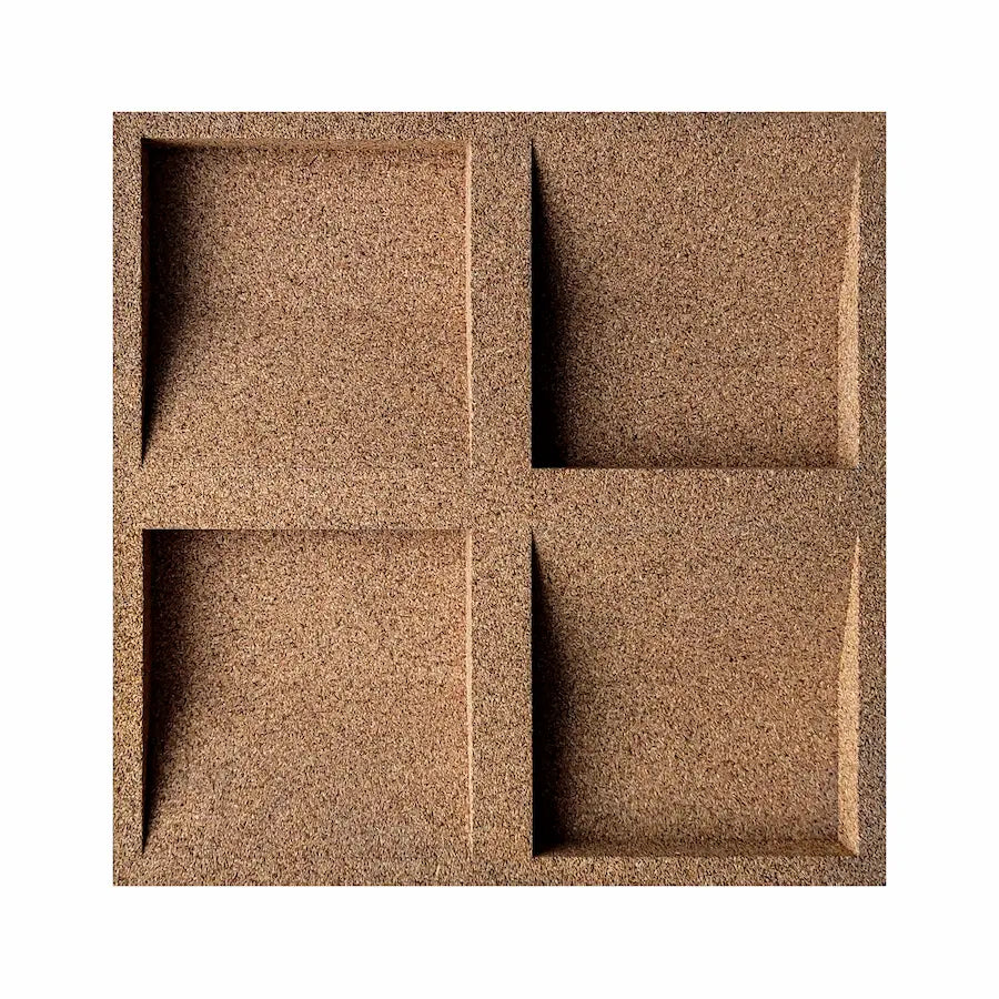 SQUARE 3D Acoustic Cork Wall Panels sample in a natural cork color | DecorMania UK