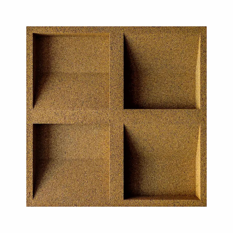 SQUARE 3D Acoustic Cork Wall Panels sample in a yellow color | DecorMania UK