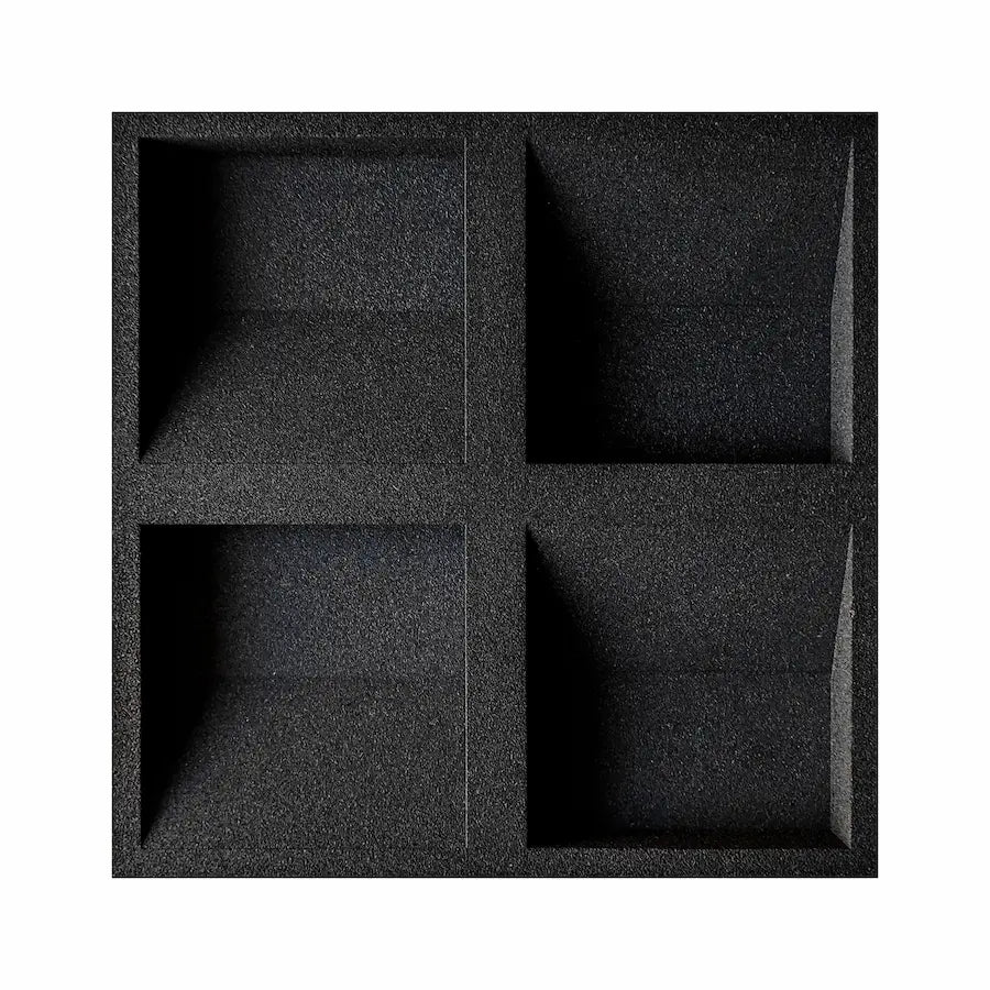 SQUARE 3D Acoustic Cork Wall Panels sample in a black color  | DecorMania UK