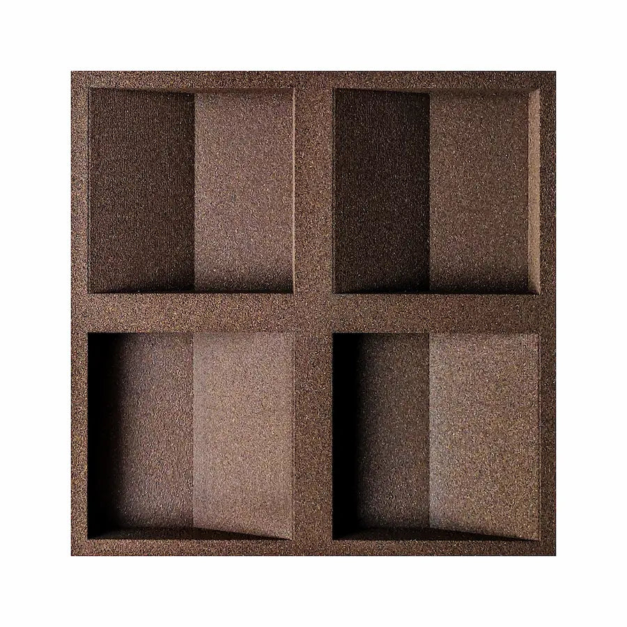 SQUARE 3D Acoustic Cork Wall Panels sample in a brown color | DecorMania UK