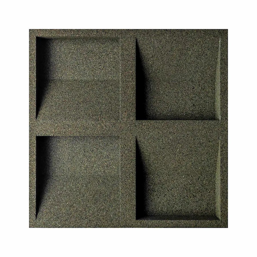 SQUARE 3D Acoustic Cork Wall Panels sample in a dark green color  | DecorMania UK