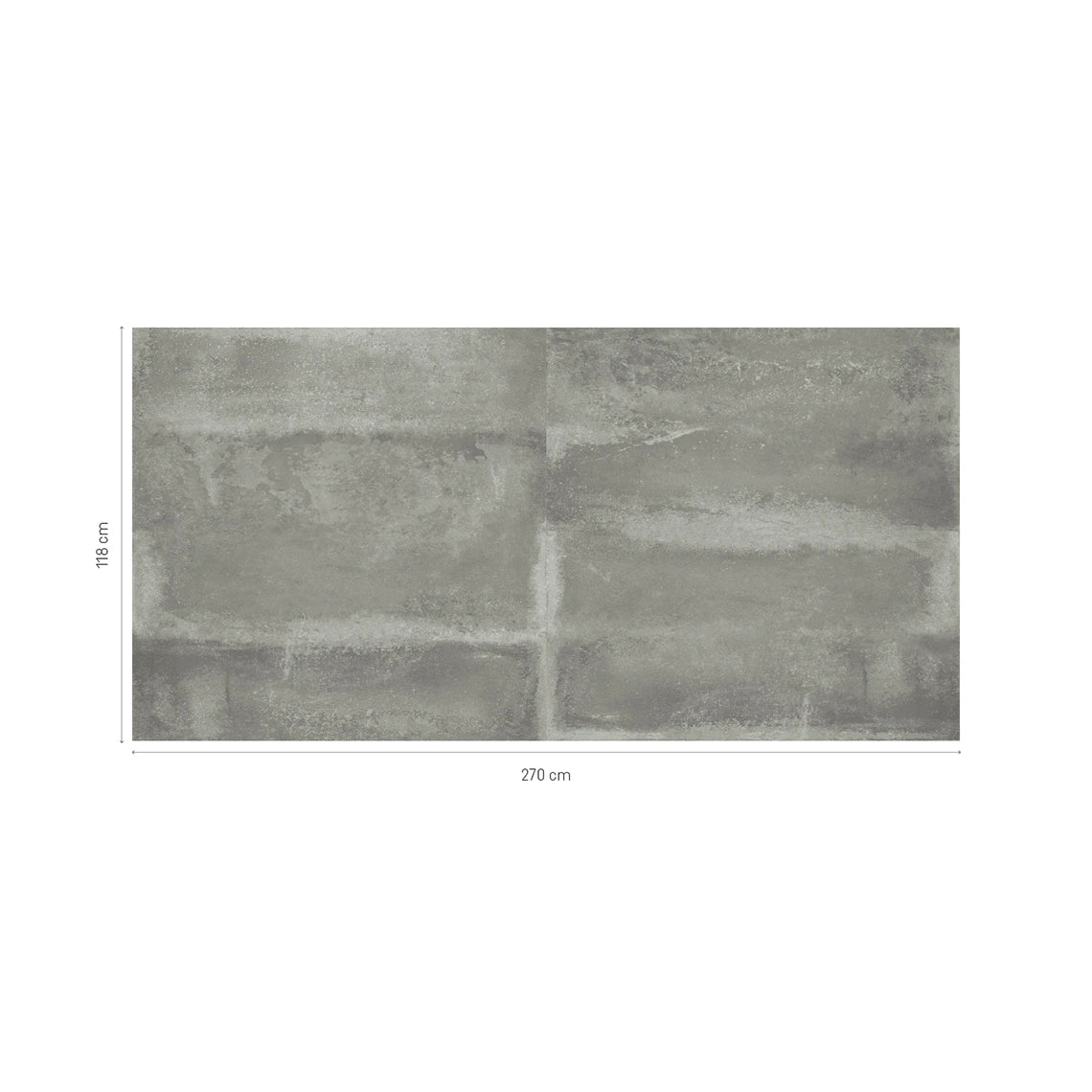 Loft Concrete grey decorative pattern with mottled concrete-effect detailing, shown across 270 × 118 cm.