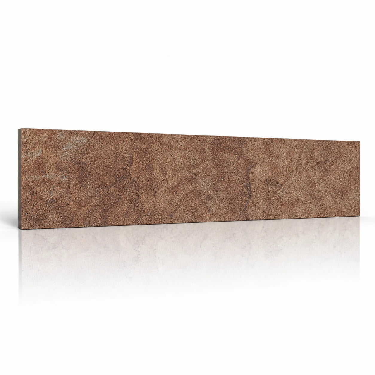 Loft Rusty horizontal wall panel with a textured finish, soft shadow and mirrored reflection
