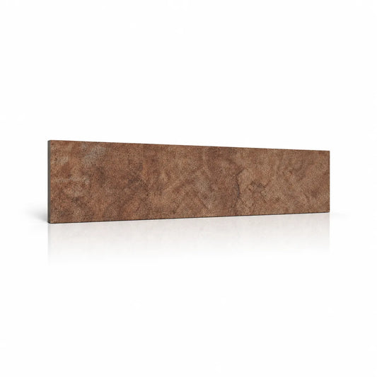 Loft Rusty horizontal wall panel with a textured finish, soft shadow and mirrored reflection
