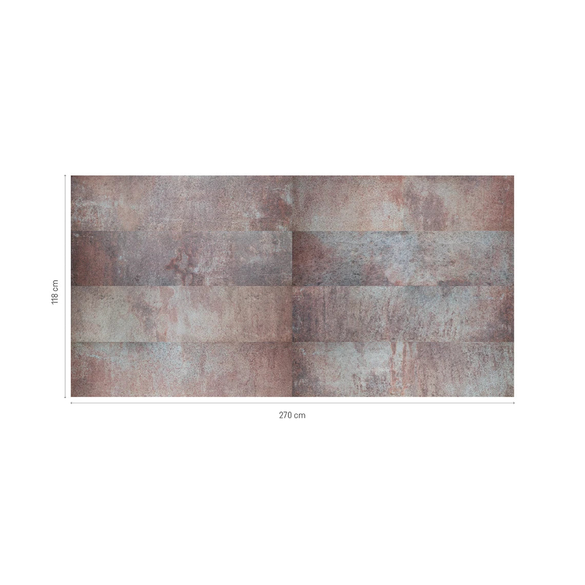 Loft Rusty wall panel layout shown with dimensions of 270 × 118 cm
