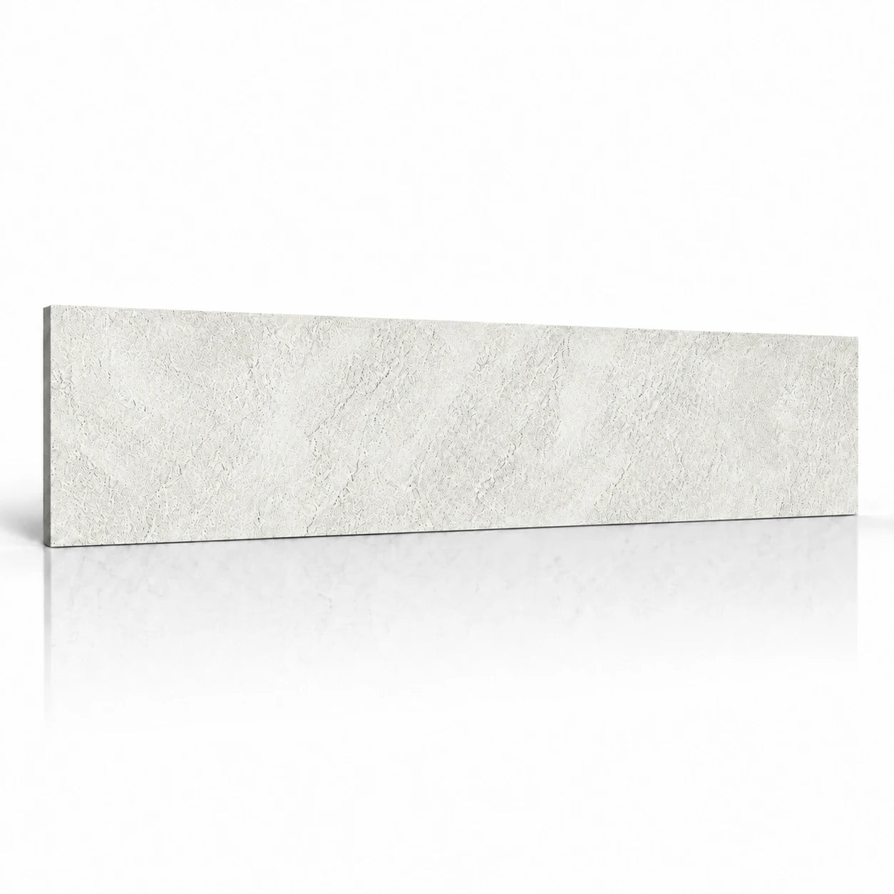 Stone Misty horizontal wall panel with a soft shadow and mirrored reflection