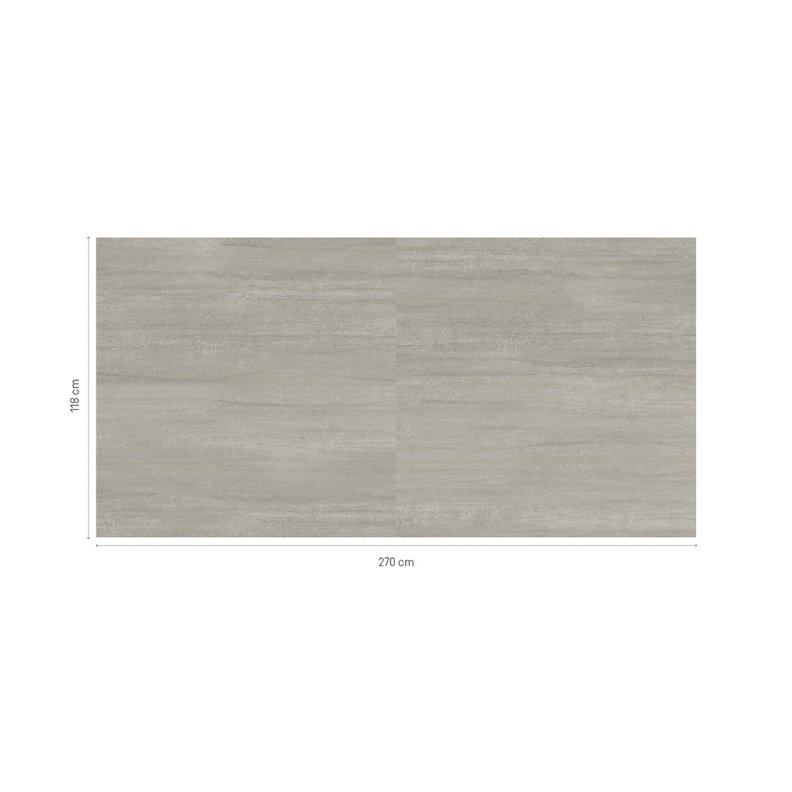 Stone Moon finish with soft grey horizontal markings and dimensions of 270 cm by 118 cm