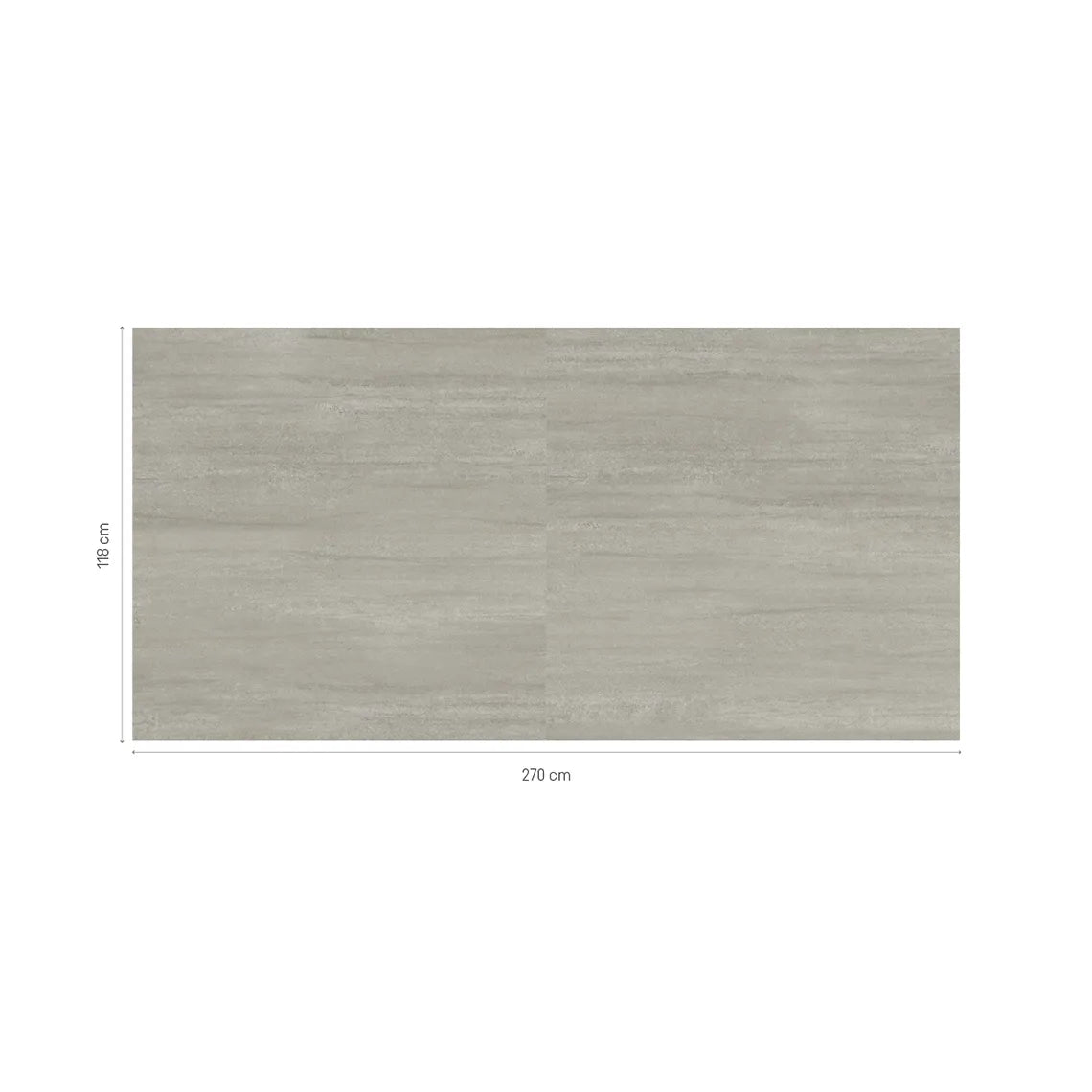 Stone Moon finish layout in soft grey tones, measuring 270 cm wide and 118 cm high