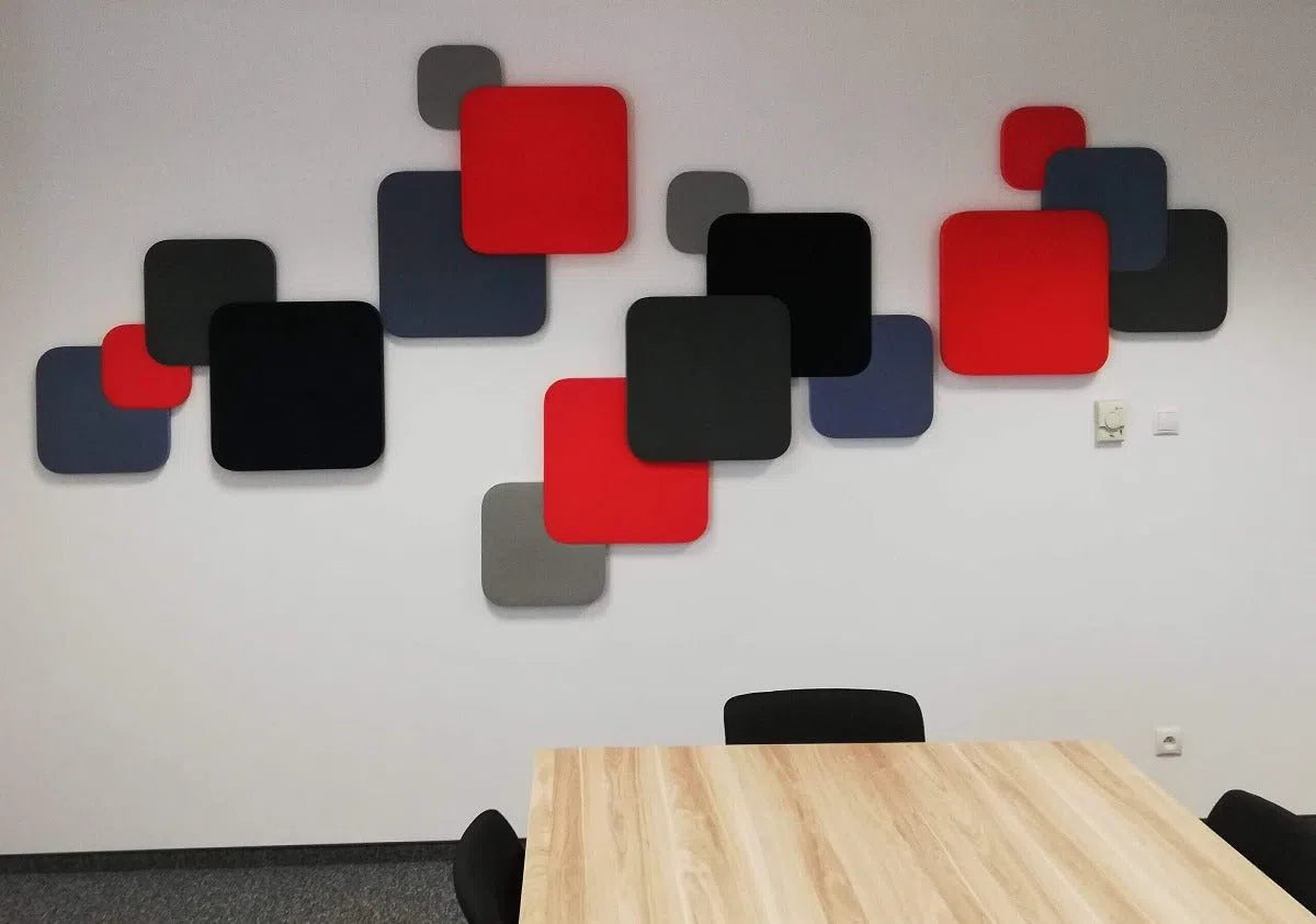 TELE L Soft Acoustic Wall Panel red and grey composition Decormania UK