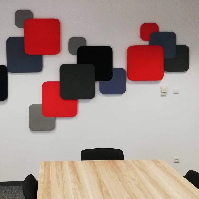 TELE L Soft Acoustic Wall Panels red and grey compostion Decormania UK