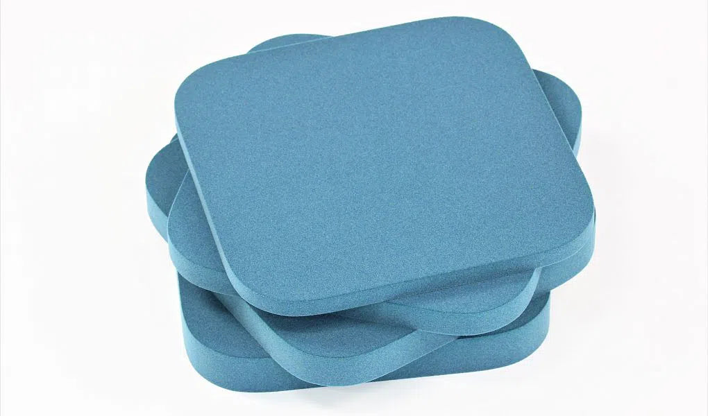 TELE M Soft Acoustic Wall Panels stack of blue panels Decormania UK