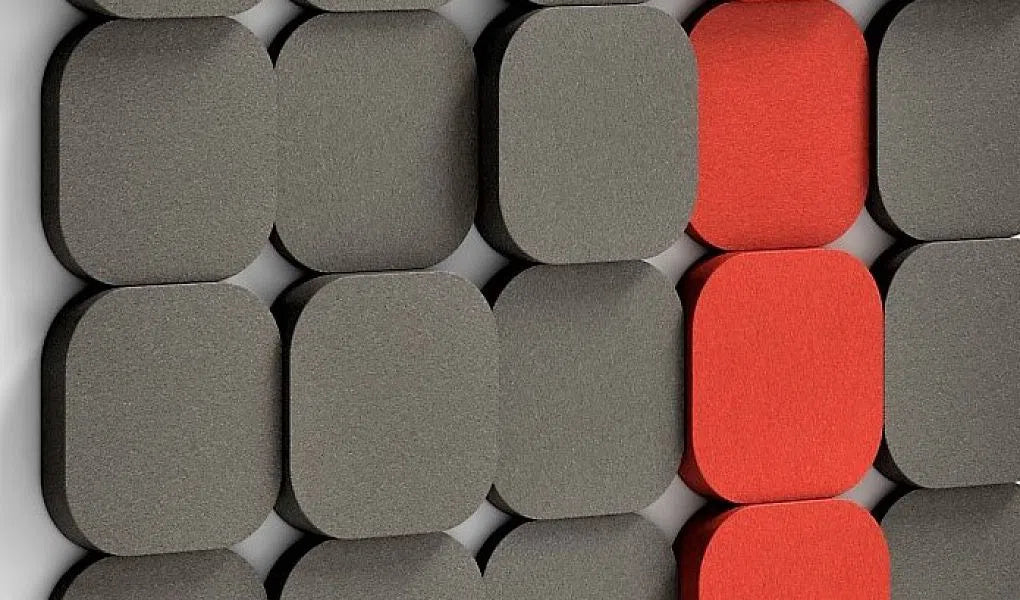 TELE S Soft Acoustic Wall Panels grey and red composition DecorMania UK