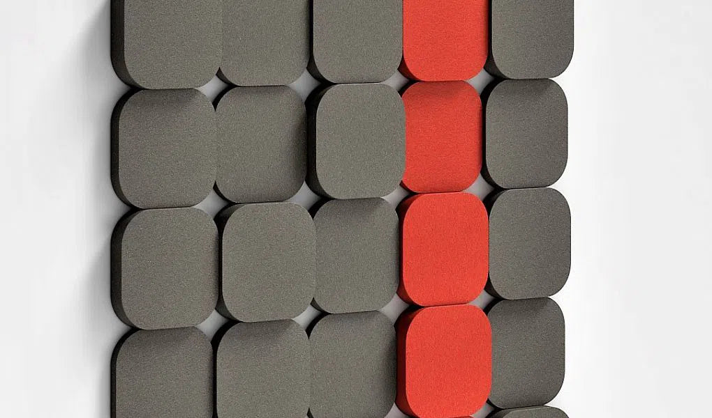 TELE S Soft Acoustic Wall Panels grey and red composition DecorMania UK