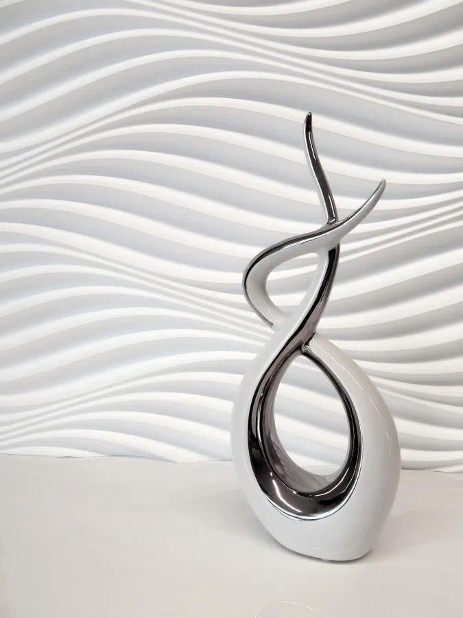 THE WIND 3D Wall Art - Polystyrene Wall Panels closeup on the texture with a metal decor in front | DecorMania UK