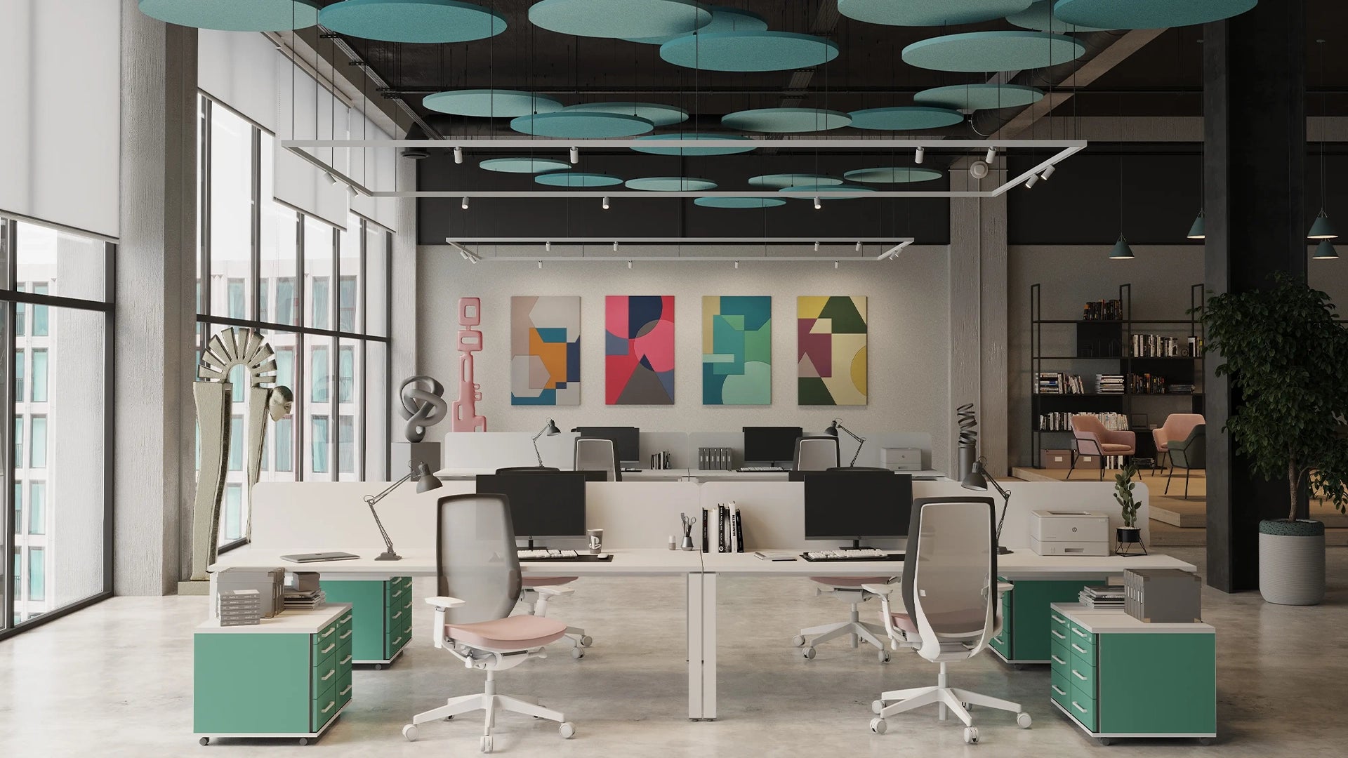Dot AIR Acoustic Suspended Ceiling Panel in office interior Decormania