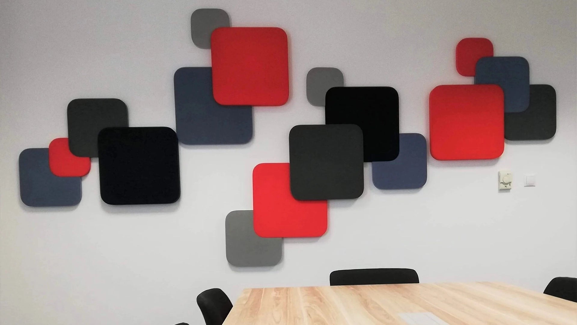 Fluffo Soft Acoustic Wall Panels colorful composition on white wall Decormania UK 