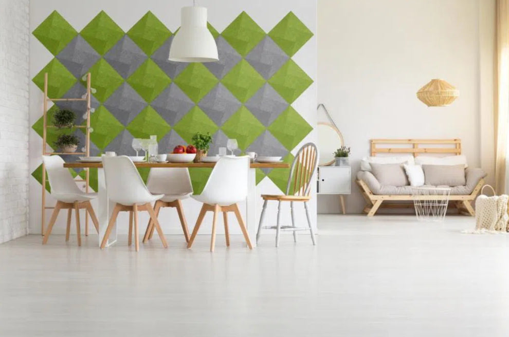 TWIST Acoustic 3D Felt Wall Panels in sunny open space GREY Multipack Decormania UK