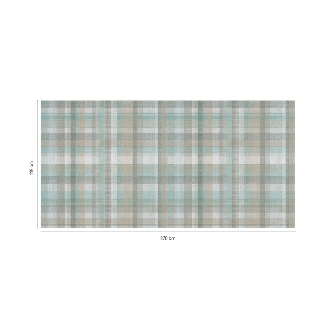 Blue Tartan decorative wall panels with soft blue beige and grey check pattern 270 x 118 cm