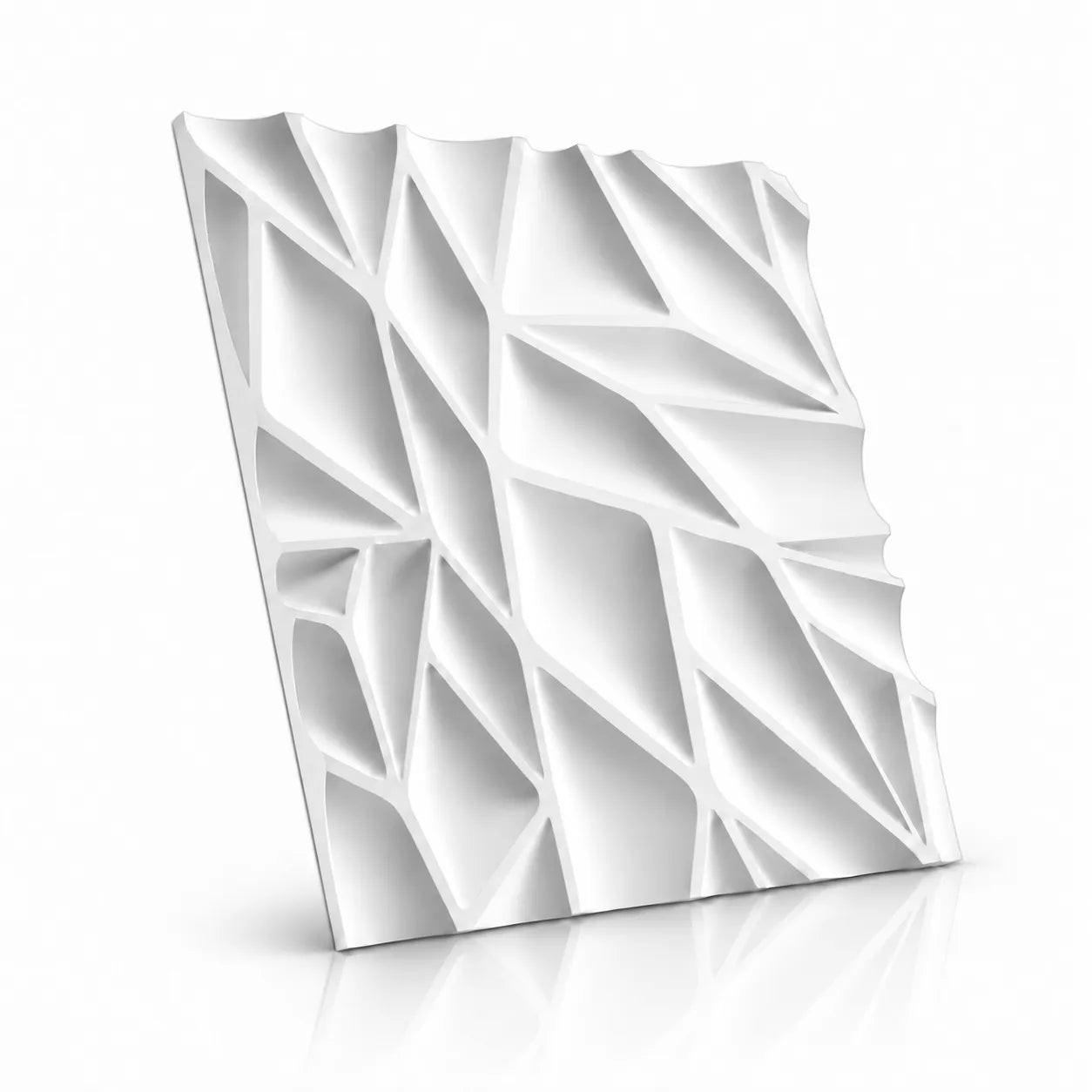 Thornwood white 3D gypsum wall panel with geometric textured pattern on a white background