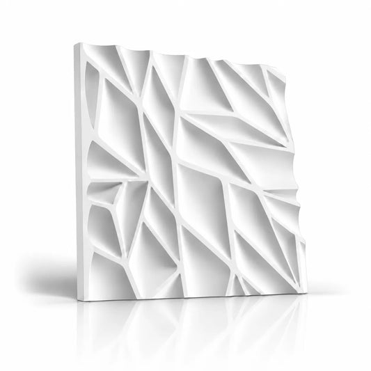 Thornwood white 3D gypsum wall panel with geometric textured pattern on a white background