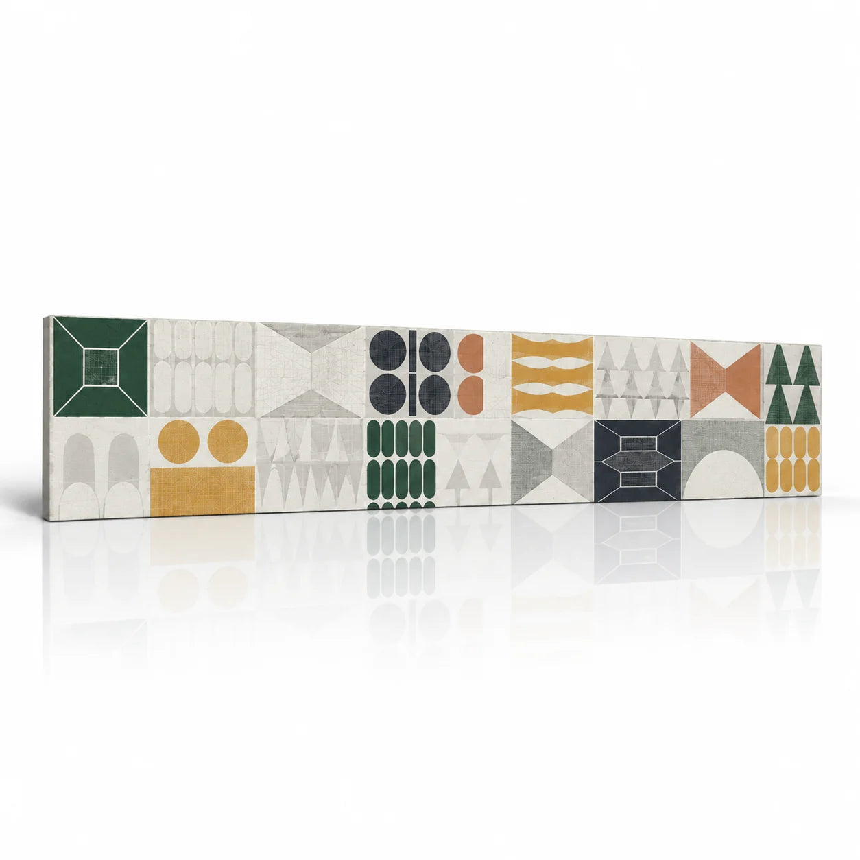 Patterns Multiform decorative wall panel with colourful geometric pattern on white background