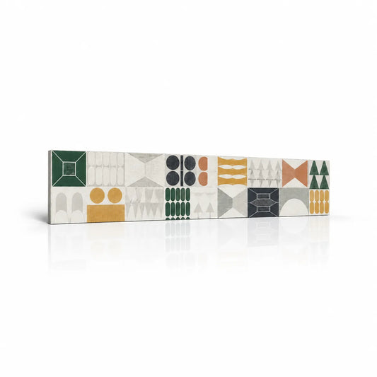 Patterns Multiform decorative wall panel with colourful geometric pattern on white background