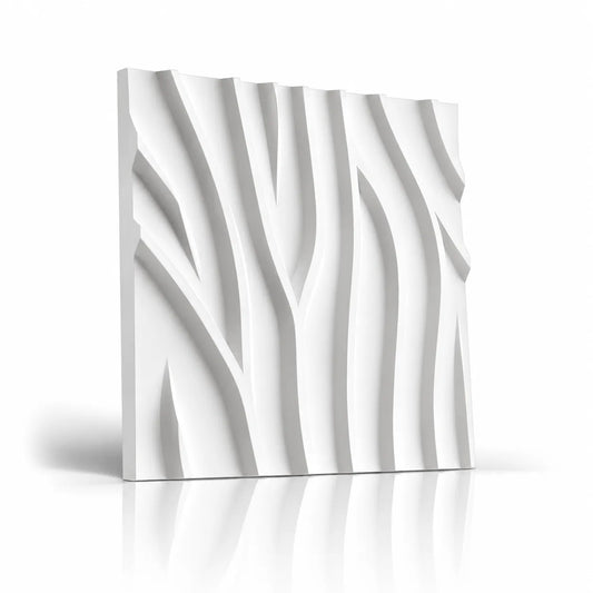 White Tree gypsum 3D wall panel with sculpted organic branch pattern and subtle reflection