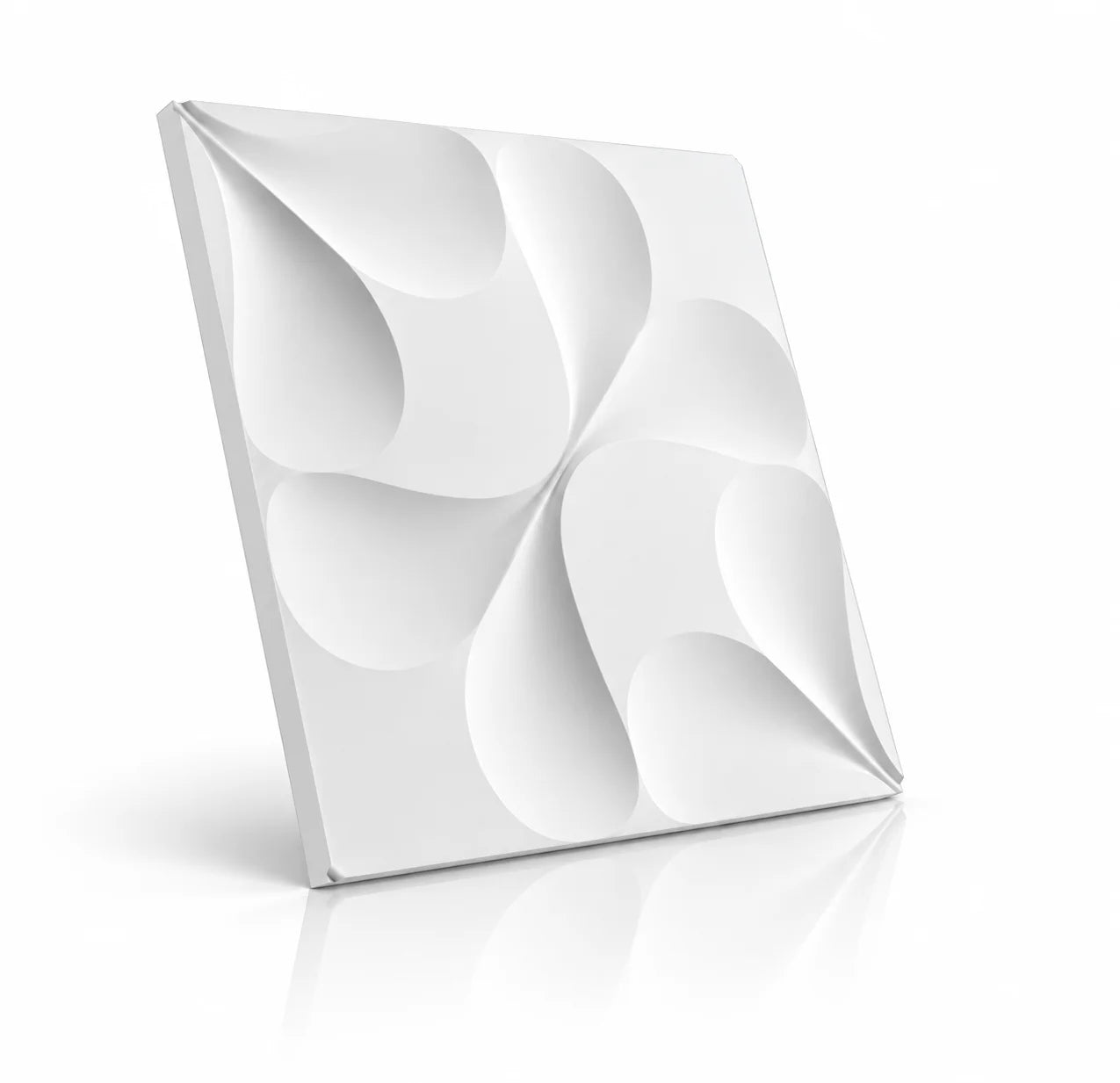 White Tree gypsum 3D wall panel 50 x 50 cm with sculptural organic relief on a white background