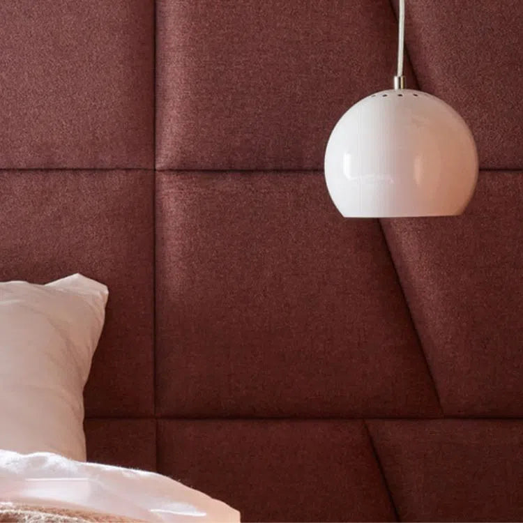 Upholstered Wall Panels GEO 30x35 cm closeup in bedroom interior DecorMania UK