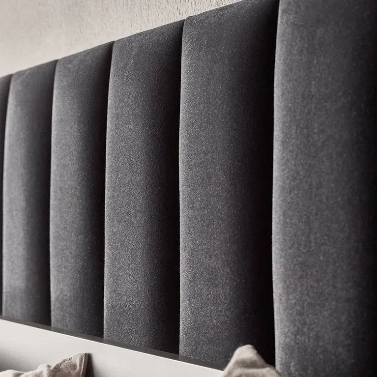 Upholstery Cushioned Wall Panels 60x15 cm in bedroom interior closeup DecorMania UK