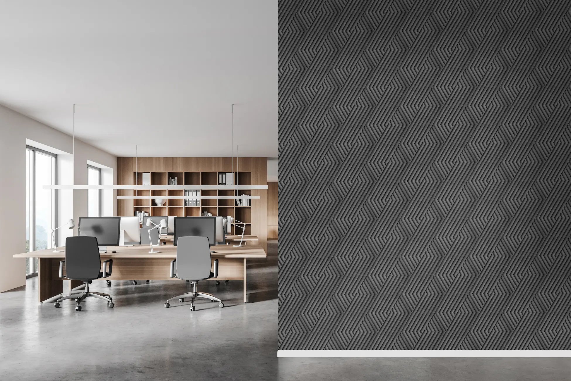 WEAVE 3D Cork Acoustic Wall Panels in office interior DecorMania UK