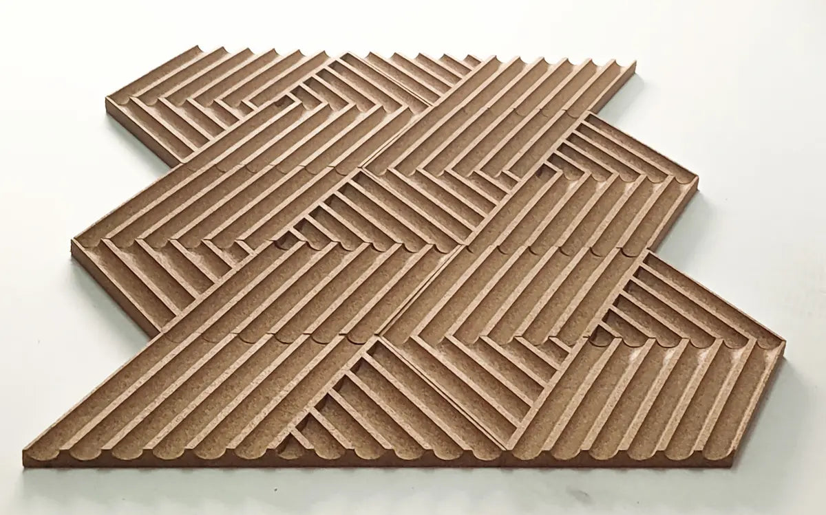 WEAVE 3D Cork Acoustic Wall Panels on white background DecorMania UK