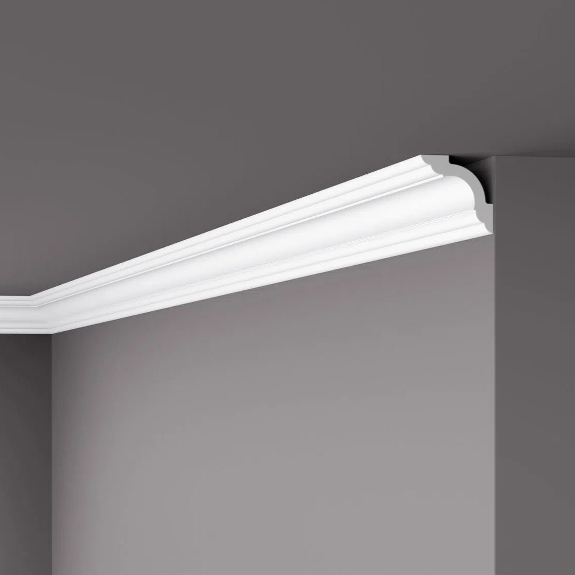 WT5 WALLSTYL® 2M NMC Ceiling Coving on dark grey ceiling | DecorMania UK 