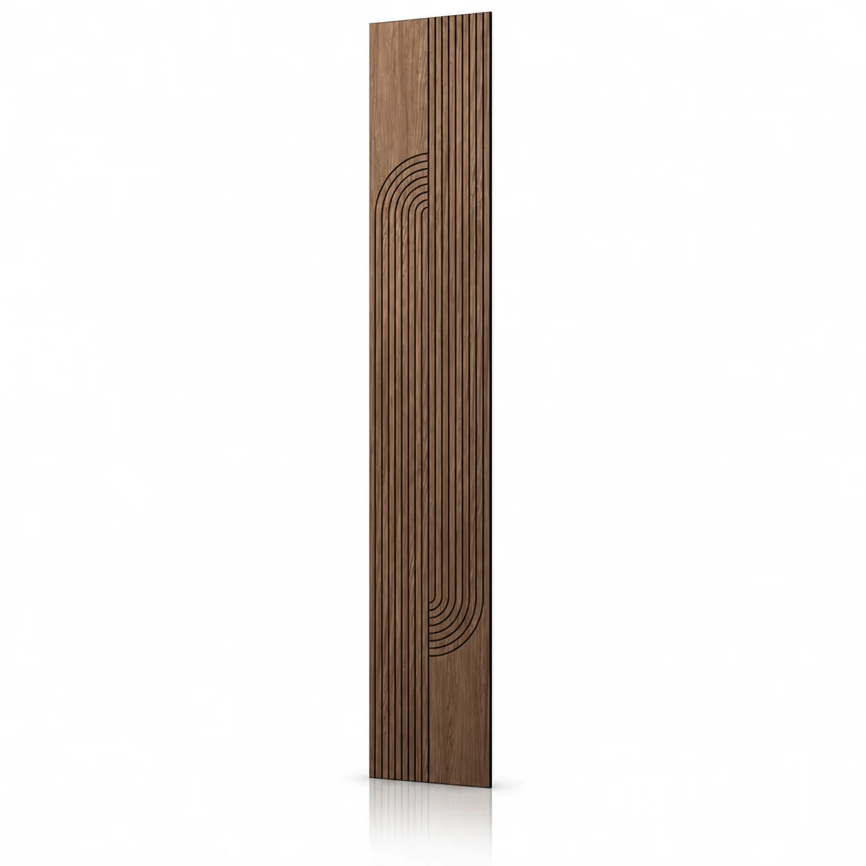 Walnut GrooveCraft Model 10 MDF wall panel 275 x 50 cm angled view