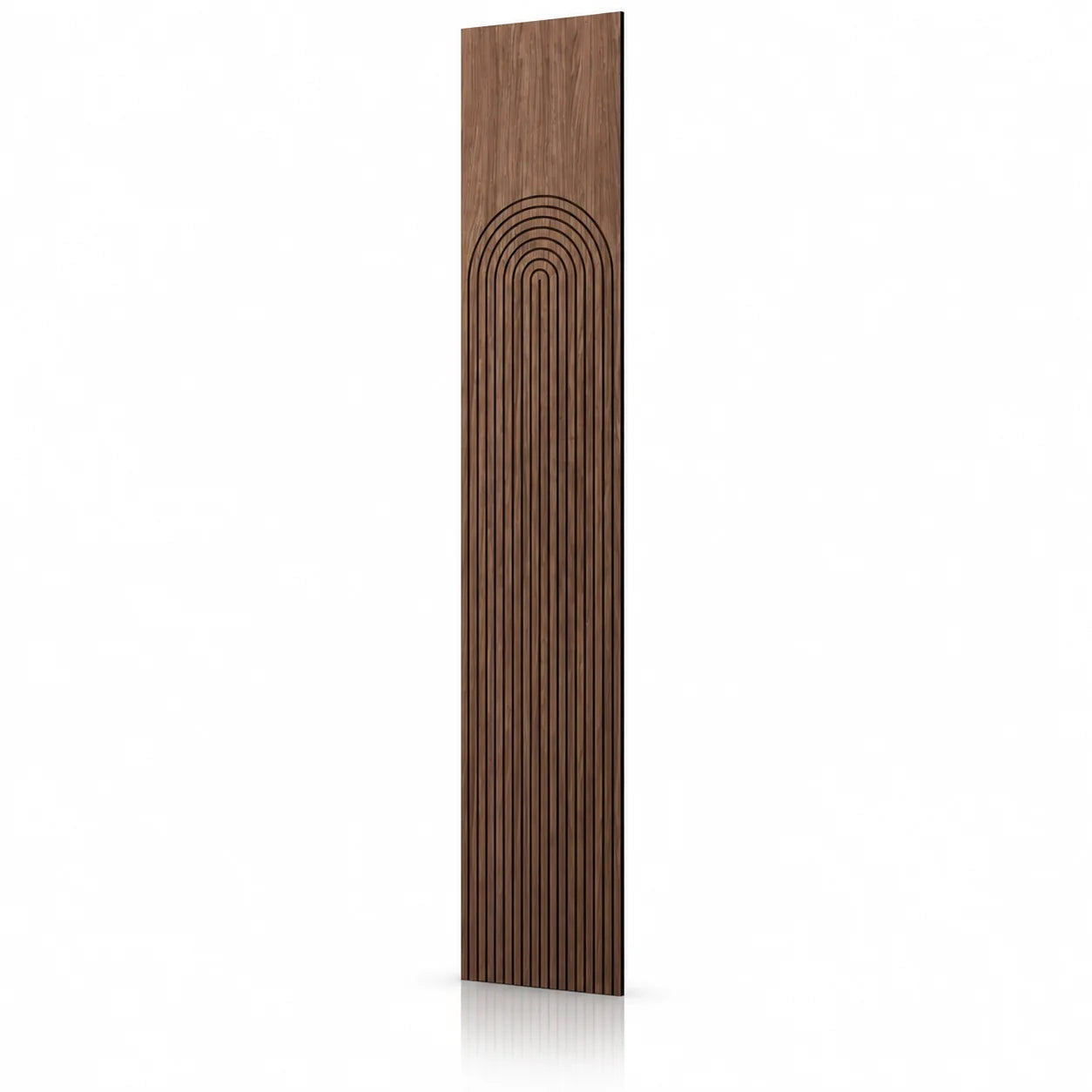 Walnut GrooveCraft Model 11 MDF wall panel 275 x 50 cm angled view