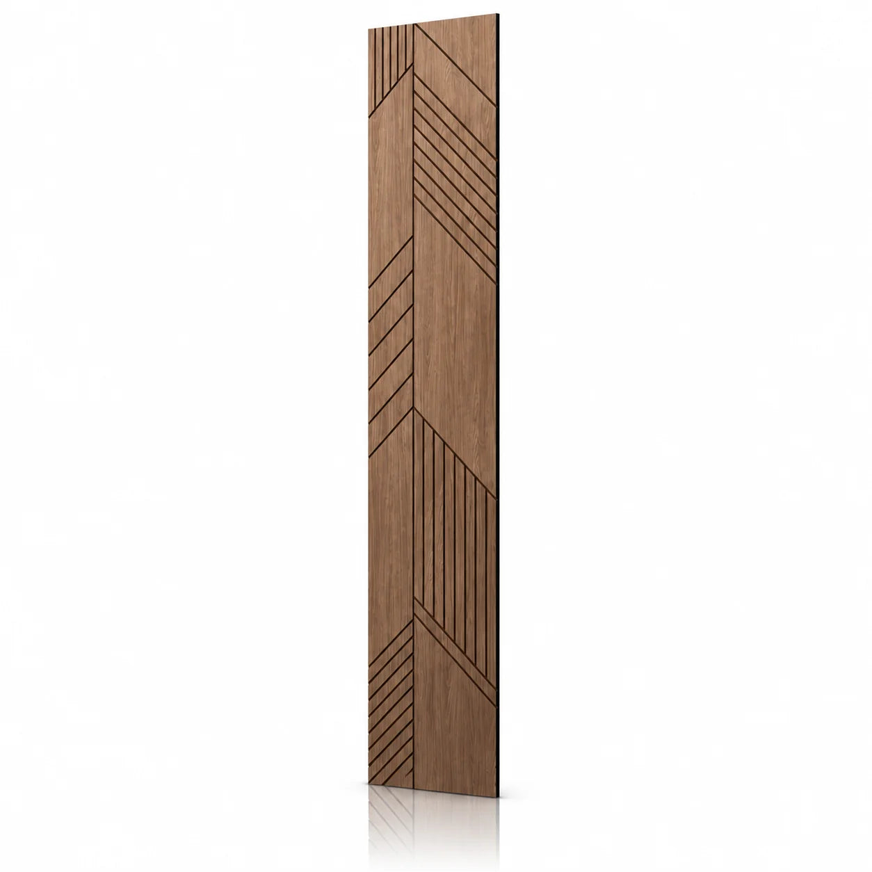 Walnut GrooveCraft Model 12 MDF wall panel 275 x 50 cm angled view