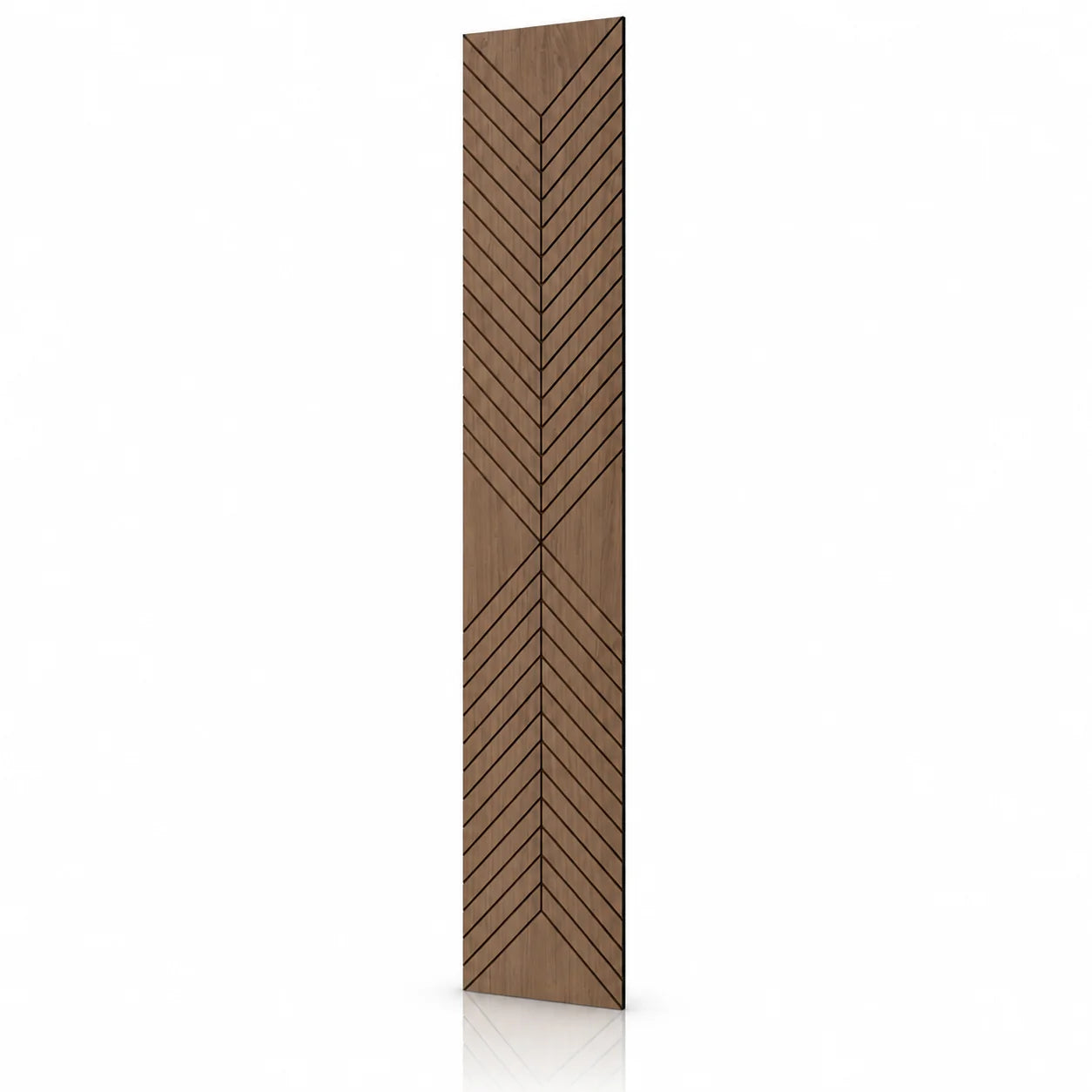 Walnut GrooveCraft Model 14 MDF wall panel 275 x 50 cm angled view