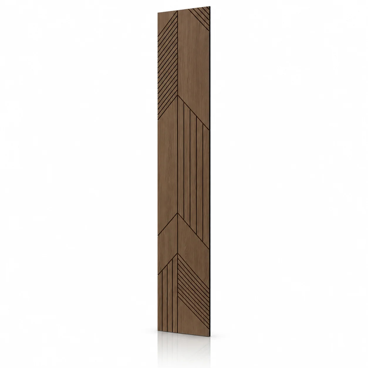Walnut GrooveCraft Model 15 MDF wall panel 275 x 50 cm angled view