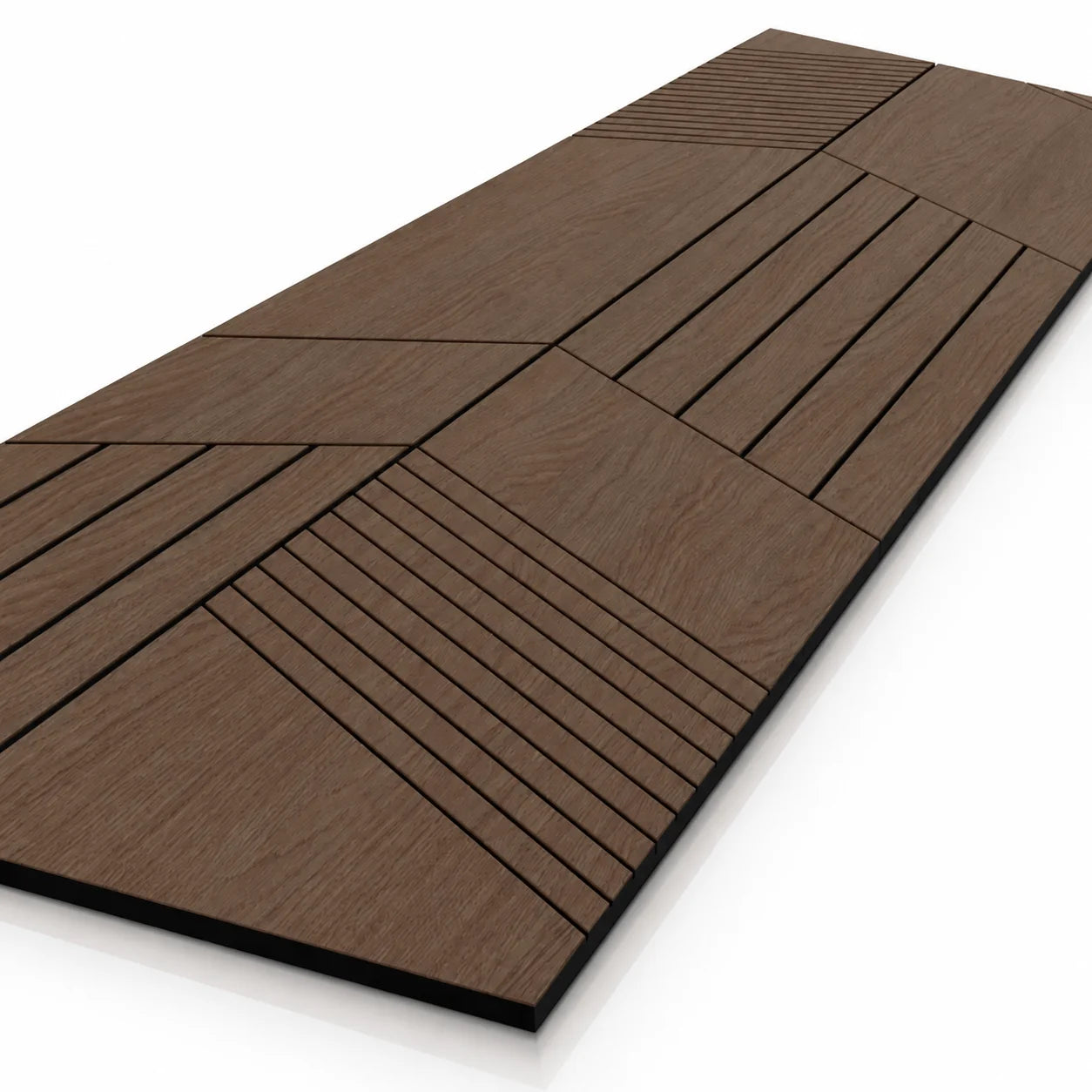 Walnut GrooveCraft Model 15 MDF wall panel 275 x 50 cm front view