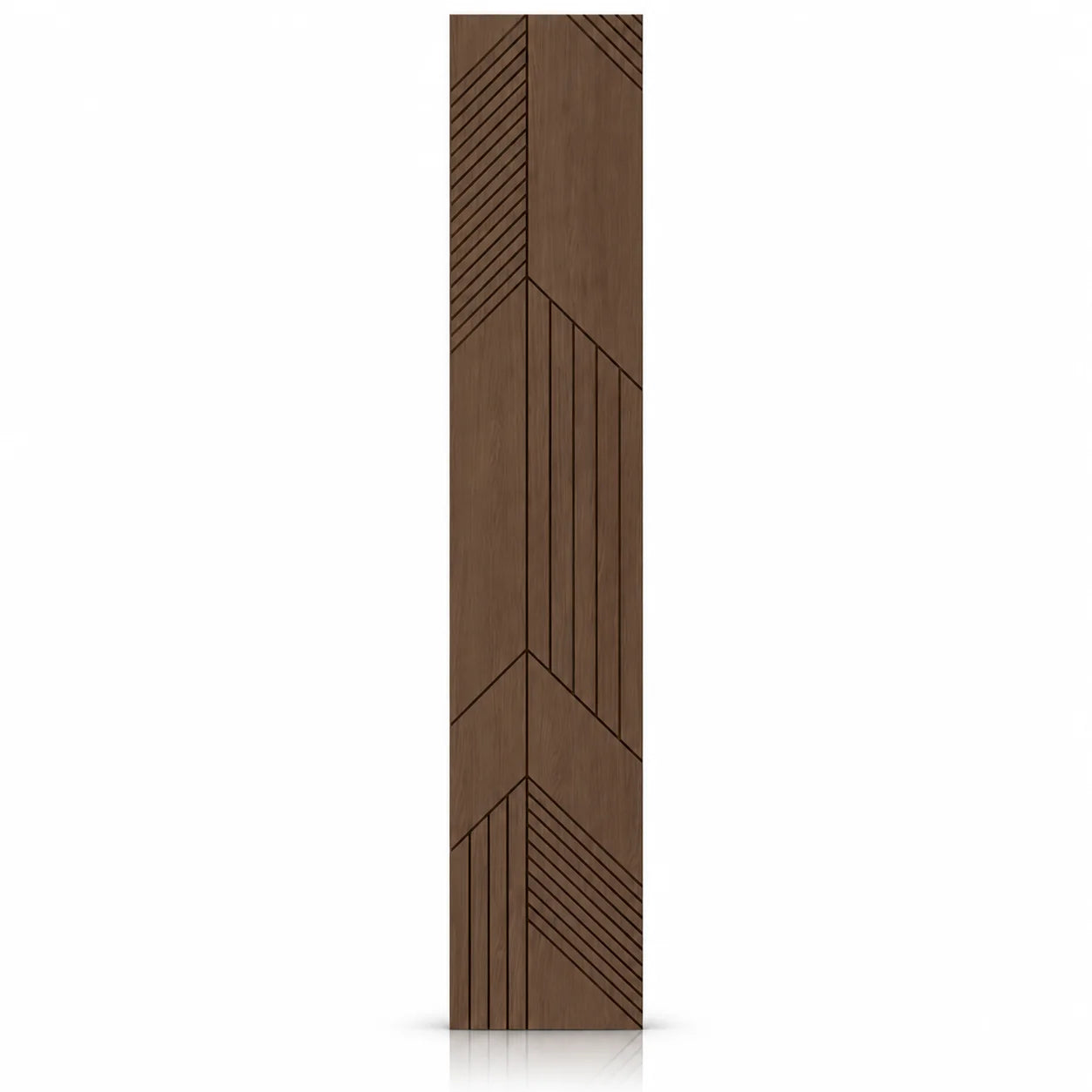 Close-up of Walnut GrooveCraft Model 15 MDF panel with geometric milled pattern