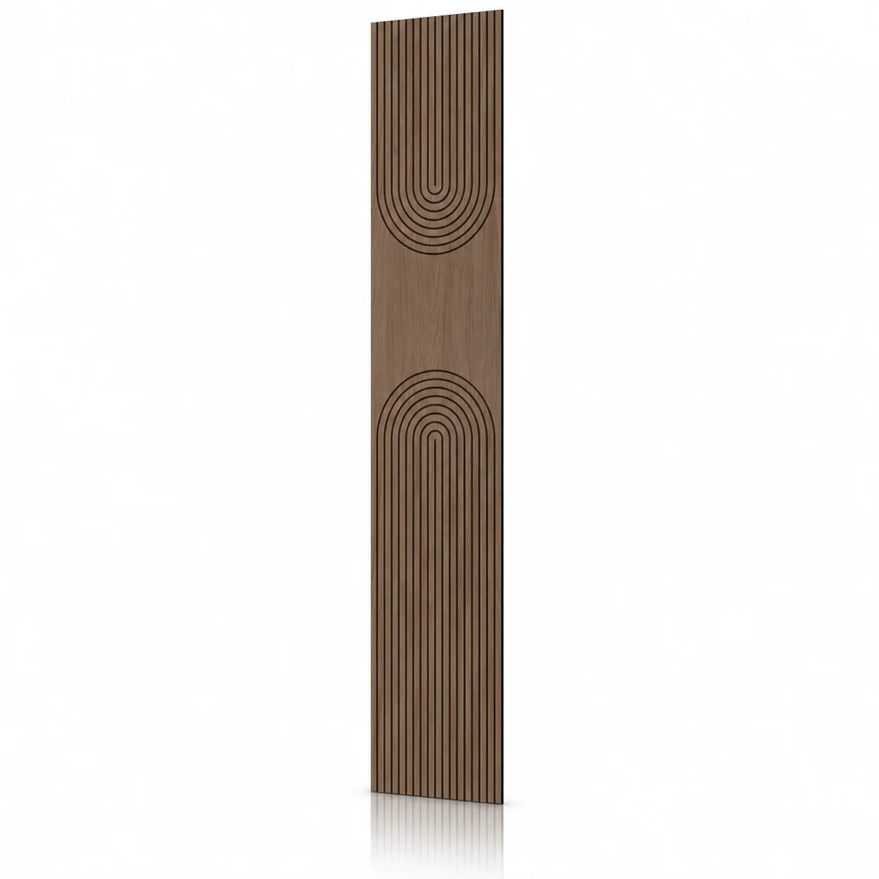 Walnut GrooveCraft Model 16 MDF wall panel 275 x 50 cm angled view